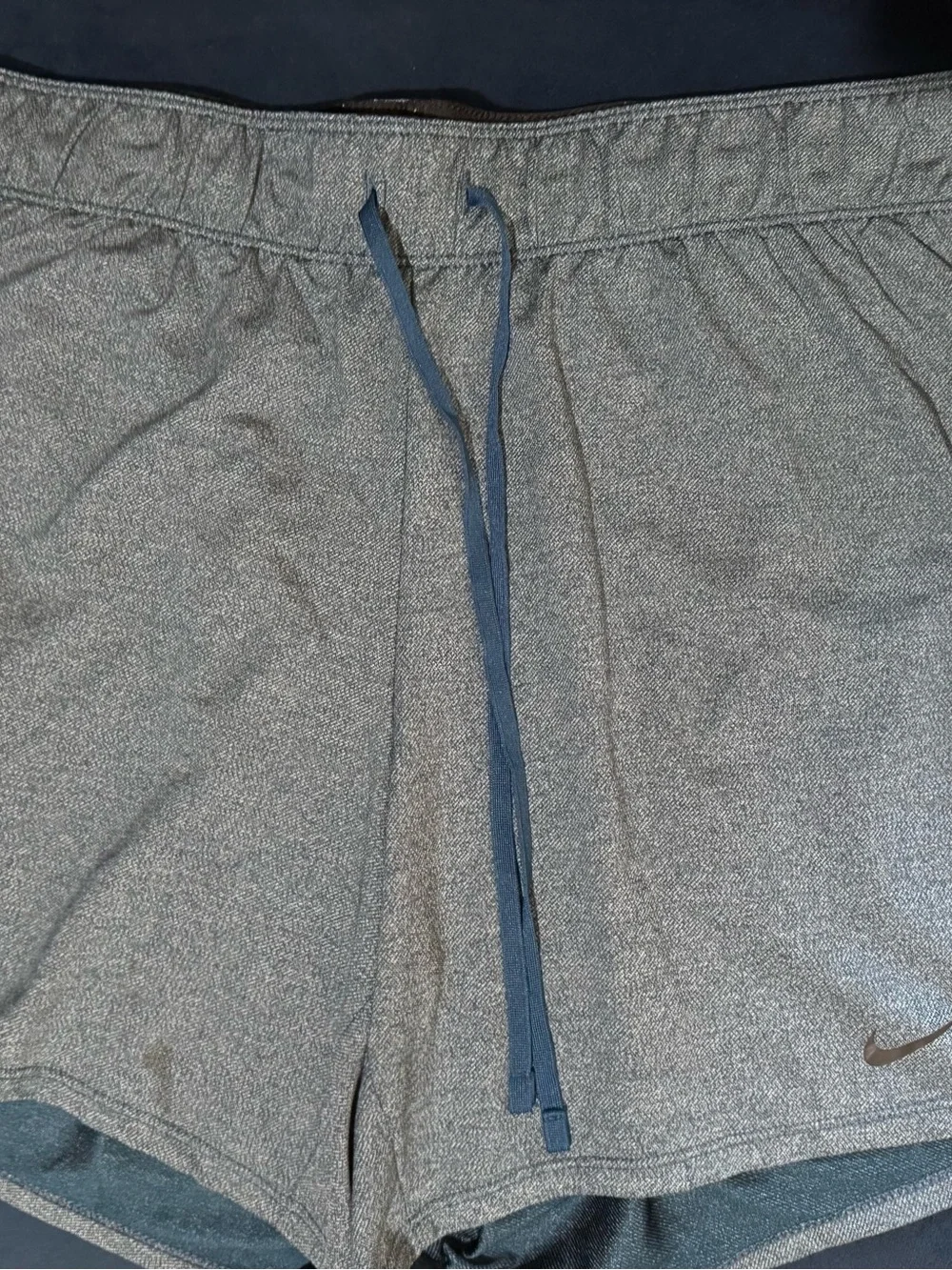 Nike Heather Gray Shorts with Navy Drawstring